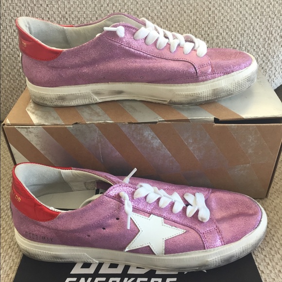 golden goose pink glitter sneakers